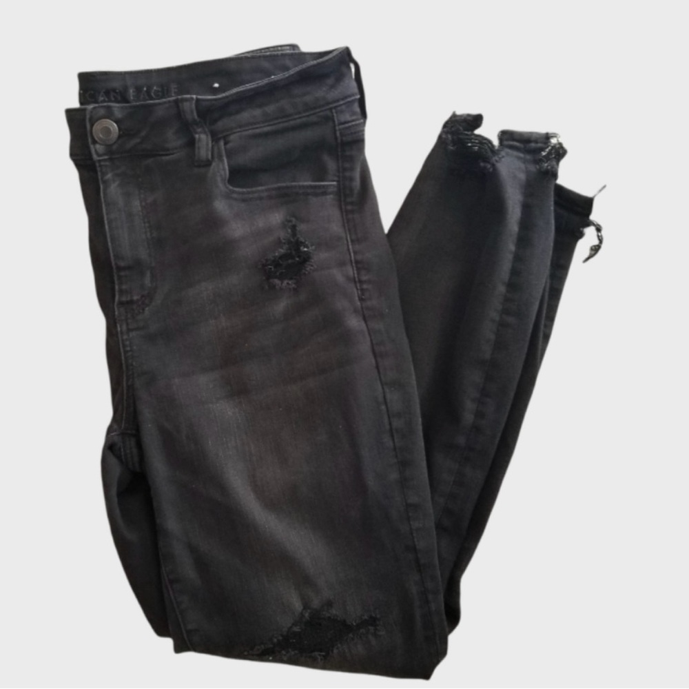 American Eagle Distressed Black Jeans Size 16 R